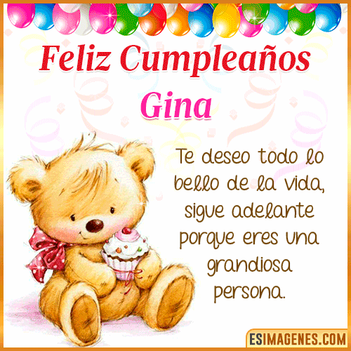 Gif de Feliz Cumpleaños  Gina