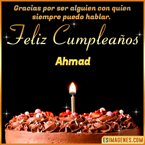 Gif de pastel de Cumpleaños con Nombre  Ahmad