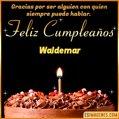 Gif de pastel de Cumpleaños con Nombre  Waldemar