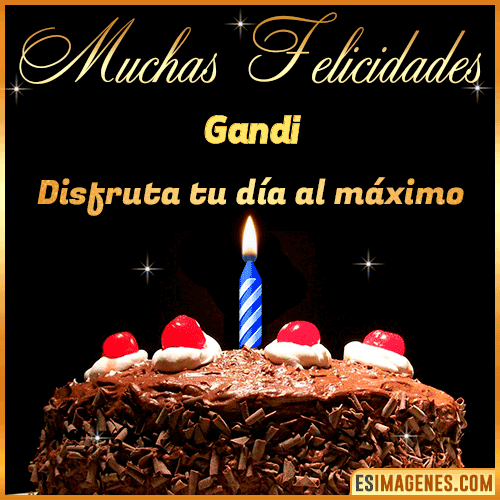 GIF Torta de cumpleaños con Nombre  Gandi