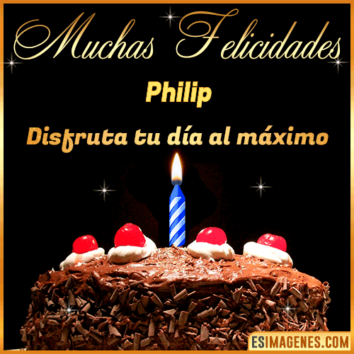 GIF Torta de cumpleaños con Nombre  Philip