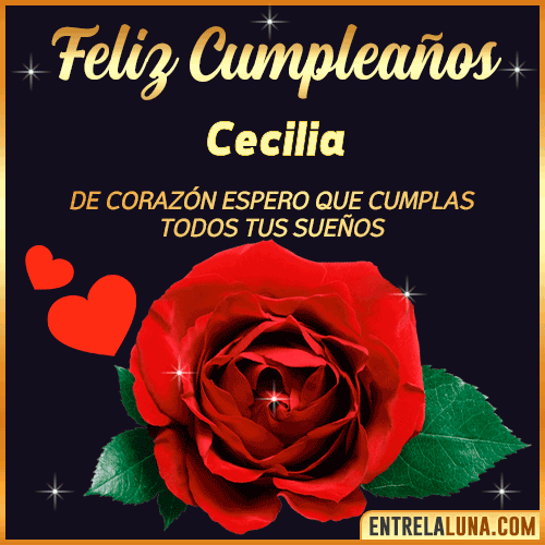 Feliz Cumpleaños con Rosas  Cecilia