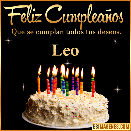 Gif de torta de cumpleaños para  Leo