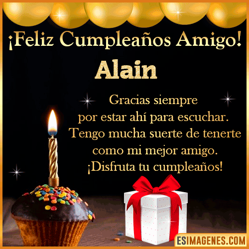 Gif feliz Cumpleaños Amigo  Alain