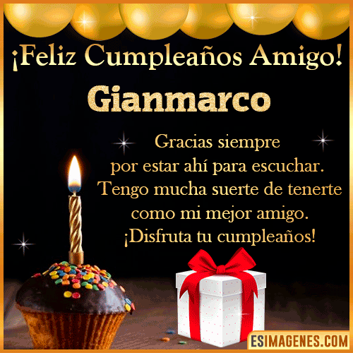 Gif feliz Cumpleaños Amigo  Gianmarco