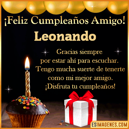 Gif feliz Cumpleaños Amigo  Leonando