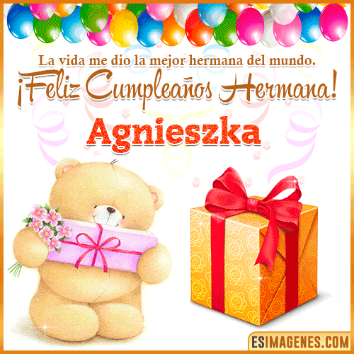Gif de Feliz Cumpleaños hermana  Agnieszka