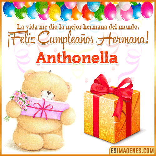 Gif de Feliz Cumpleaños hermana  Anthonella