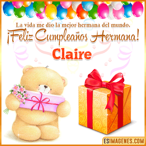 Gif de Feliz Cumpleaños hermana  Claire