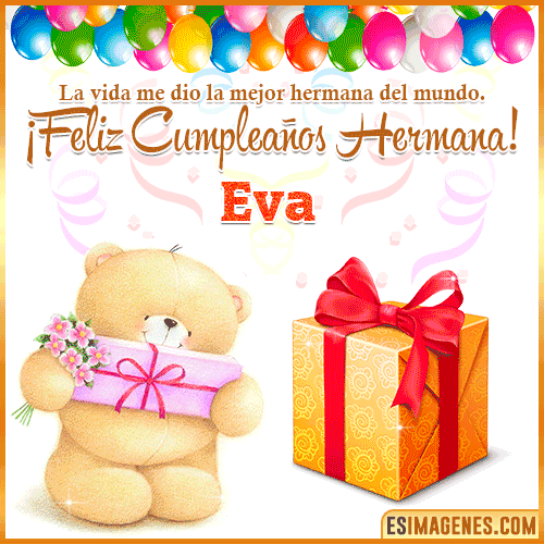 Gif de Feliz Cumpleaños hermana  Eva