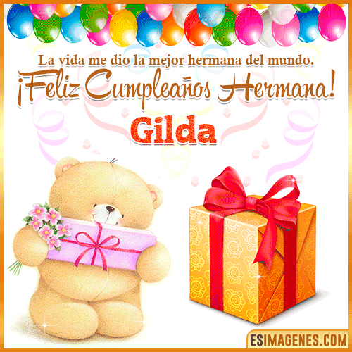 Gif de Feliz Cumpleaños hermana  Gilda