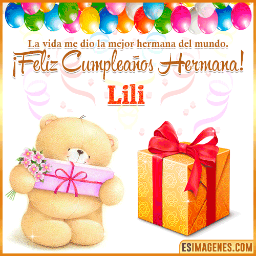 Gif de Feliz Cumpleaños hermana  Lili
