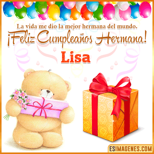 Gif de Feliz Cumpleaños hermana  Lisa