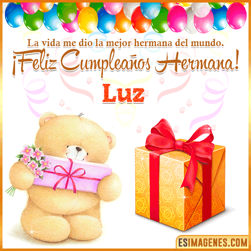 Gif de Feliz Cumpleaños hermana  Luz