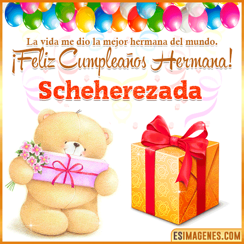 Gif de Feliz Cumpleaños hermana  Scheherezada