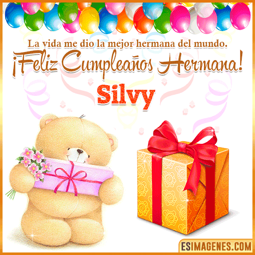 Gif de Feliz Cumpleaños hermana  Silvy