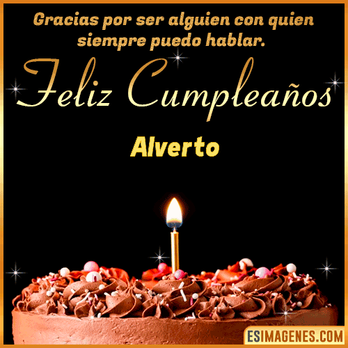Gif de pastel de Cumpleaños con Nombre  Alverto