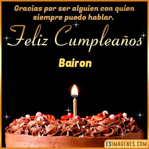 Gif de pastel de Cumpleaños con Nombre  Bairon
