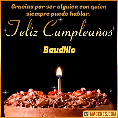 Gif de pastel de Cumpleaños con Nombre  Baudilio
