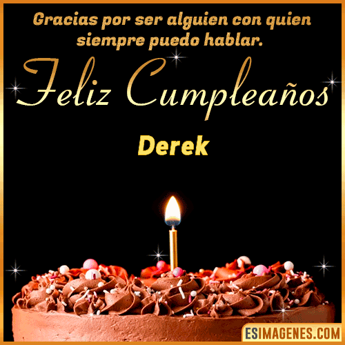 Gif de pastel de Cumpleaños con Nombre  Derek