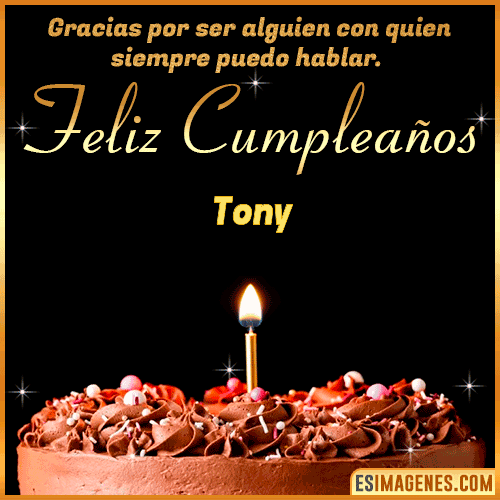 Gif de pastel de Cumpleaños con Nombre  Tony