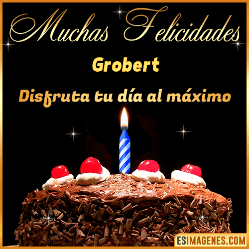 GIF Torta de cumpleaños con Nombre  Grobert