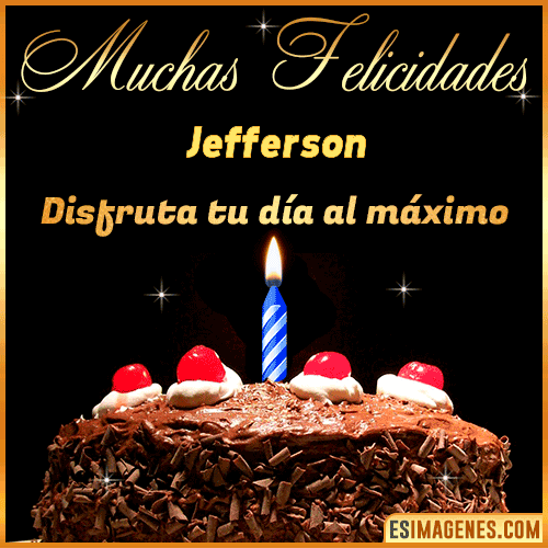 GIF Torta de cumpleaños con Nombre  Jefferson