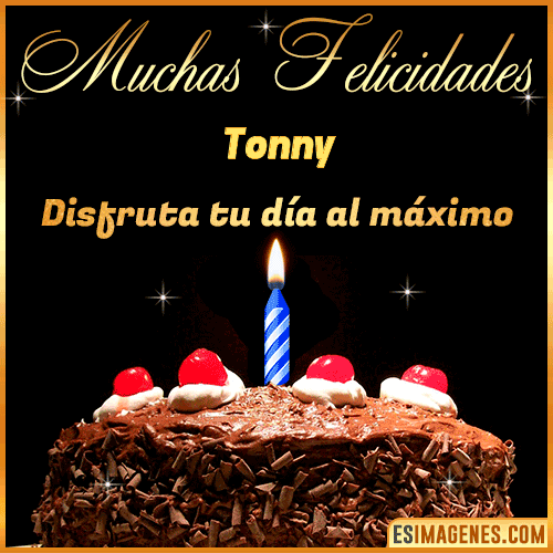GIF Torta de cumpleaños con Nombre  Tonny