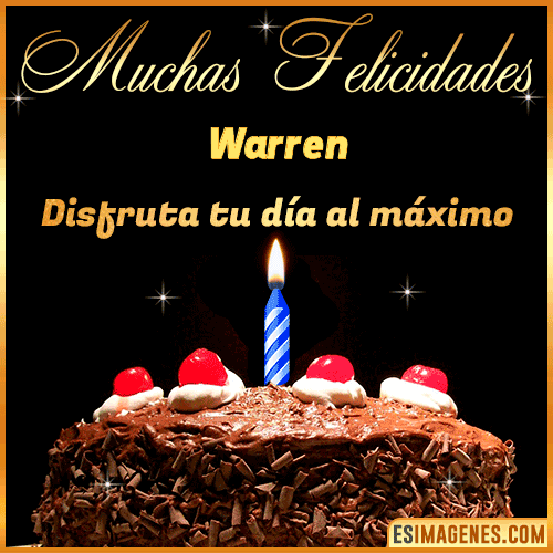 GIF Torta de cumpleaños con Nombre  Warren
