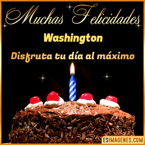 GIF Torta de cumpleaños con Nombre  Washington