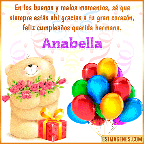 Imagen gif de feliz cumpleaños hermana  Anabella