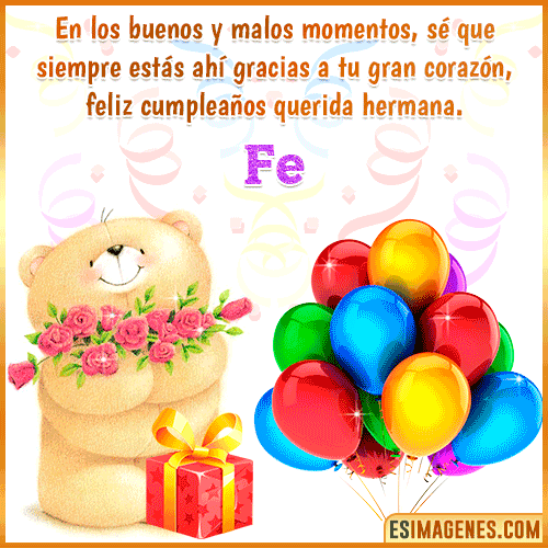 Imagen gif de feliz cumpleaños hermana  Fe