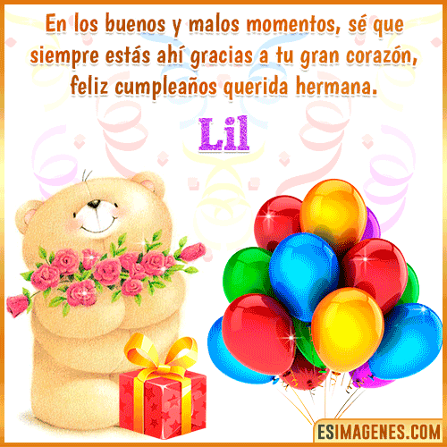 Imagen gif de feliz cumpleaños hermana  Lil