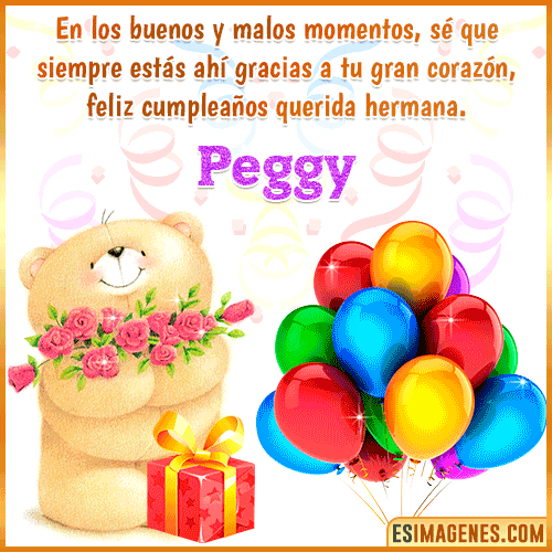 Imagen gif de feliz cumpleaños hermana  Peggy
