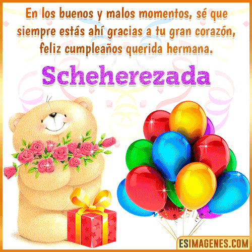 Imagen gif de feliz cumpleaños hermana  Scheherezada