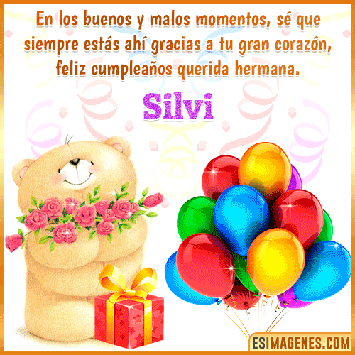 Imagen gif de feliz cumpleaños hermana  Silvi