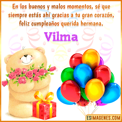 Imagen gif de feliz cumpleaños hermana  Vilma