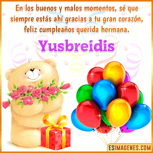 Imagen gif de feliz cumpleaños hermana  Yusbreidis