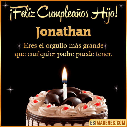 Mensaje feliz Cumpleaños hijo  Jonathan