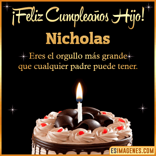Mensaje feliz Cumpleaños hijo  Nicholas