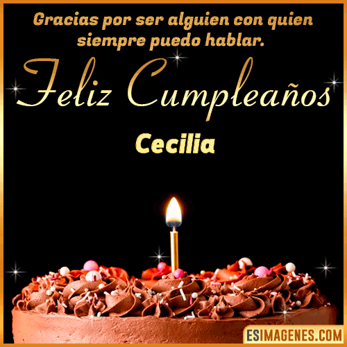 pastel de cumpleaños con Nombre  Cecilia