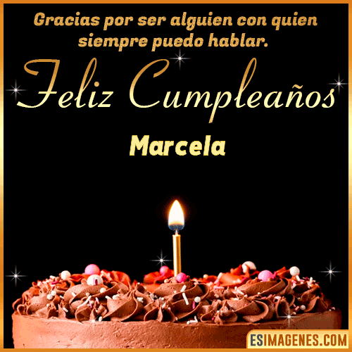 pastel de cumpleaños con Nombre  Marcela