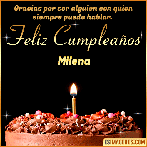 pastel de cumpleaños con Nombre  Milena