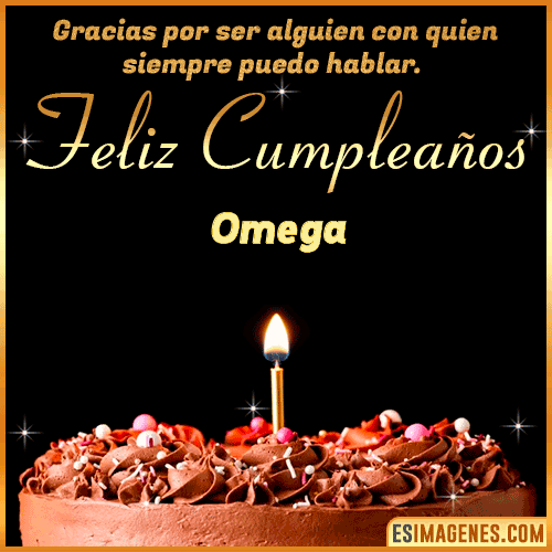 pastel de cumpleaños con Nombre  Omega