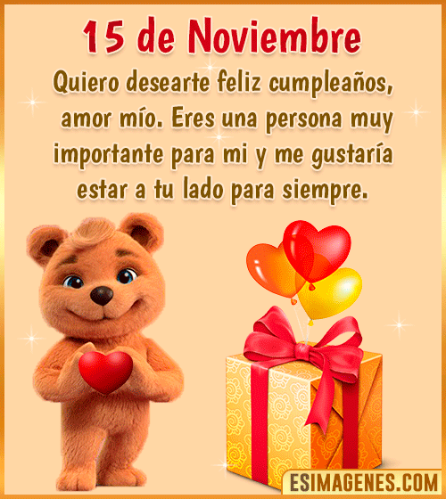 gif de cumpleanos amor 15 de Noviembre