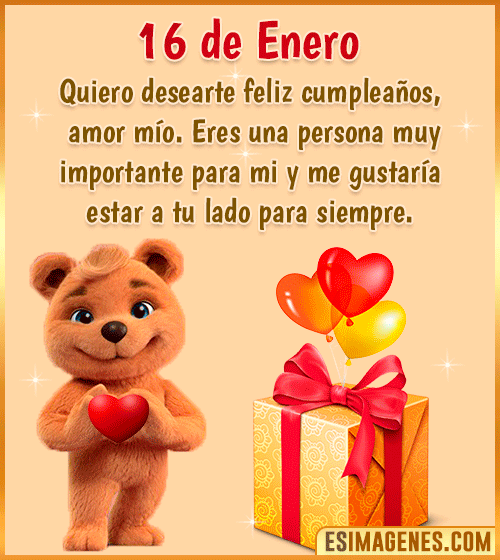 gif de cumpleanos amor 16 de Enero